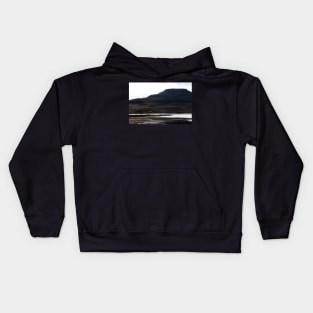 Walking the dogs under MacLeod's Tables, Isle of Skye, Scotland Kids Hoodie